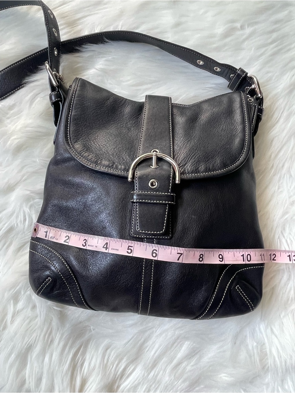Coach Vintage Soho Black Leather Flap Crossbody Shoulder Bag Buckle Style 9480 - Picture 11 of 15